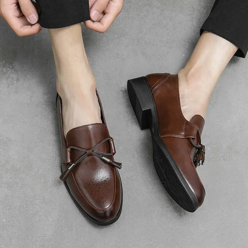 Men's Leather Loafers with Tassel Accent