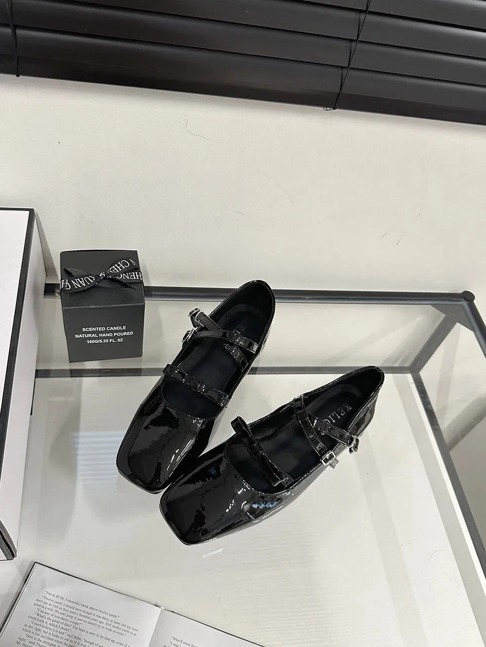 Mqtime Round Toe Women Flat Loafers Patent Leather Belt Buckle  New Arrivals Dance Shoes Shallow Slip On Mules Shoes Party Pumps 39