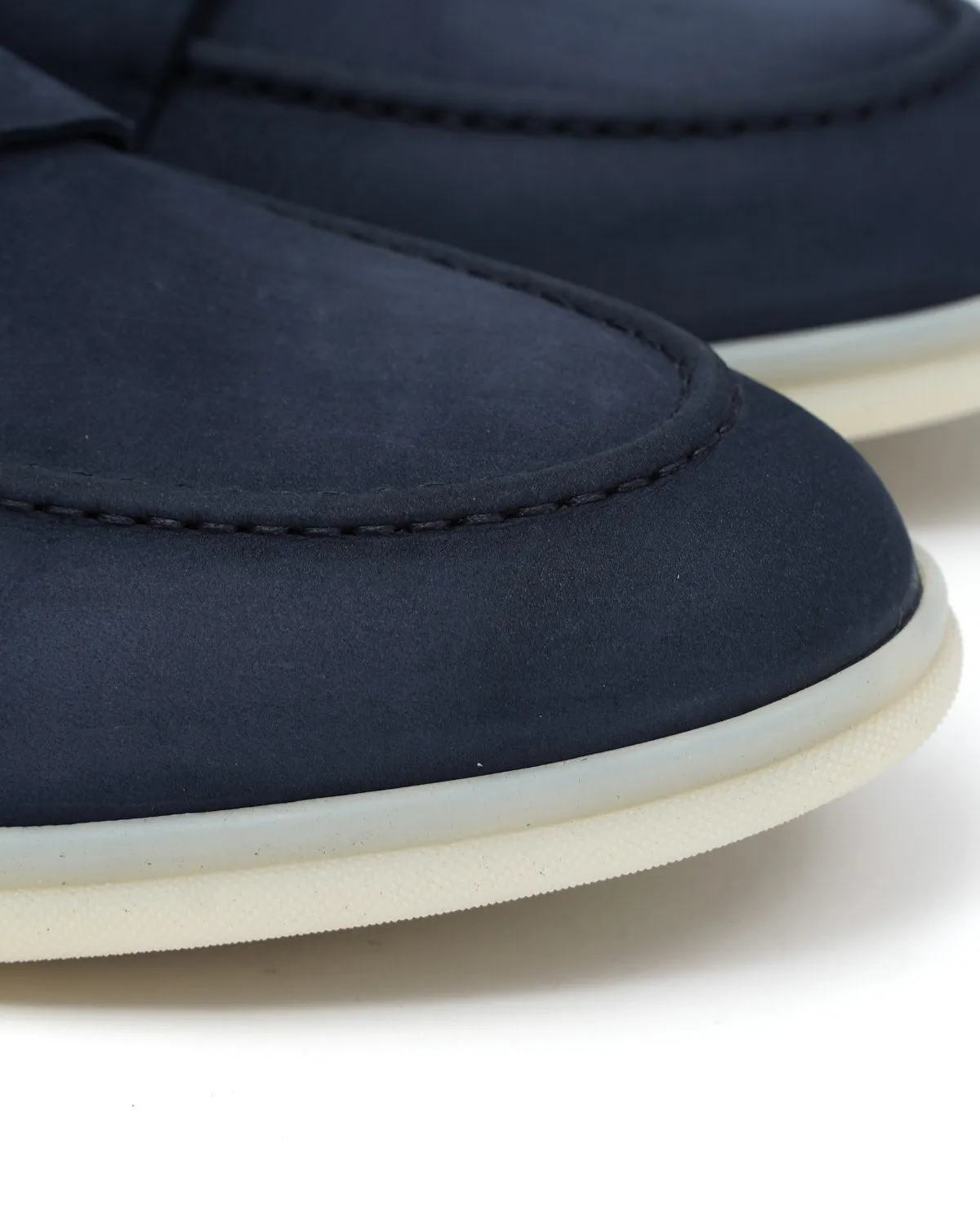 Navy Blue Morbidone Leather Loafers