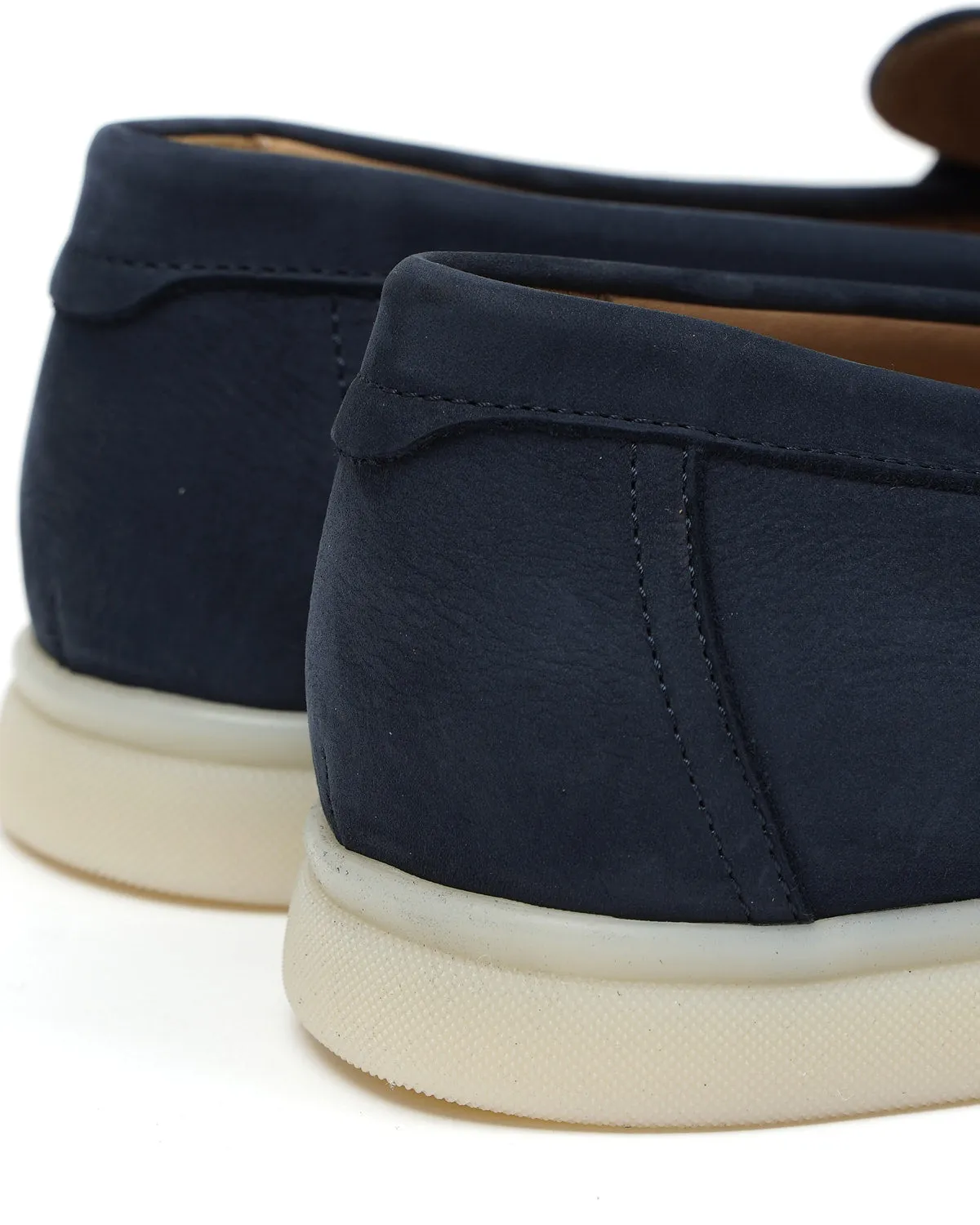 Navy Blue Morbidone Leather Loafers