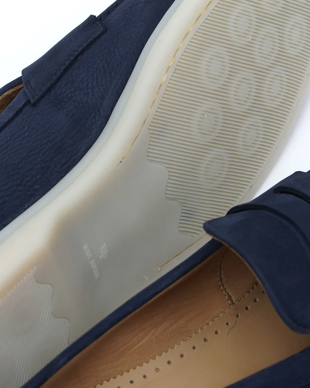 Navy Blue Morbidone Leather Loafers