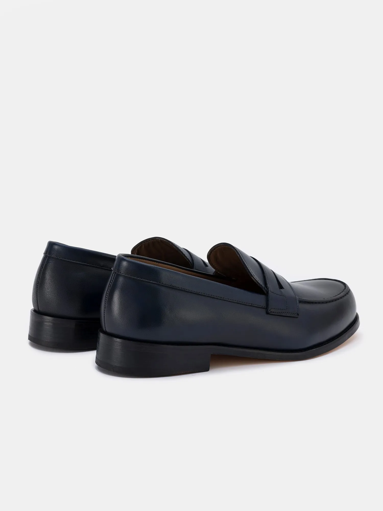 Navy Leather Penny Loafers