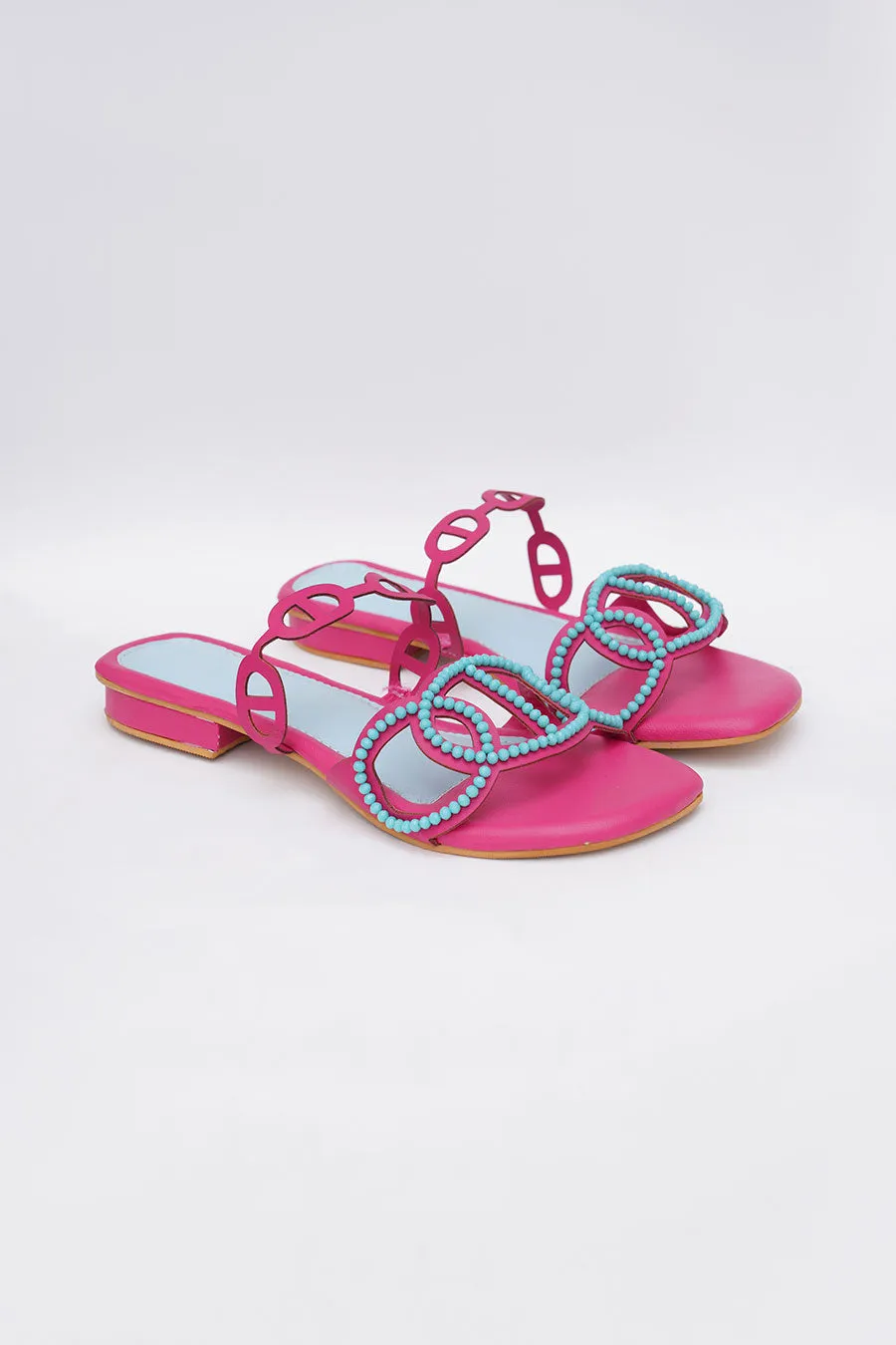 Pink Hand Embroidered Flats