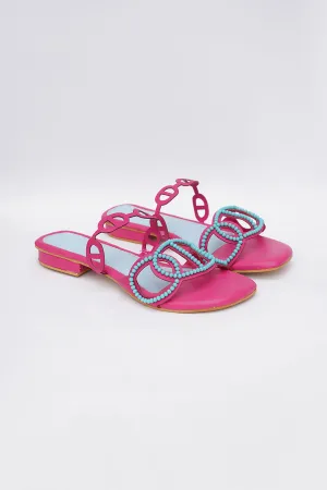 Pink Hand Embroidered Flats