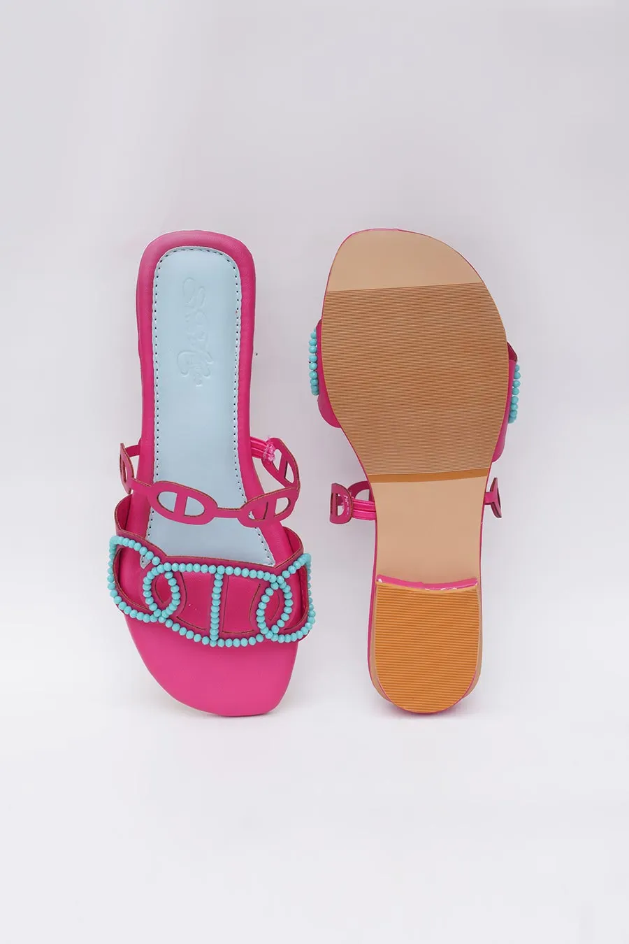 Pink Hand Embroidered Flats