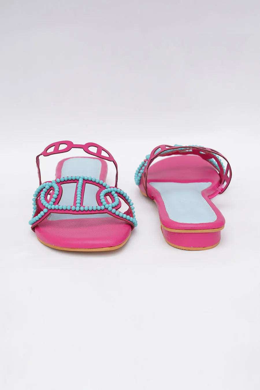 Pink Hand Embroidered Flats