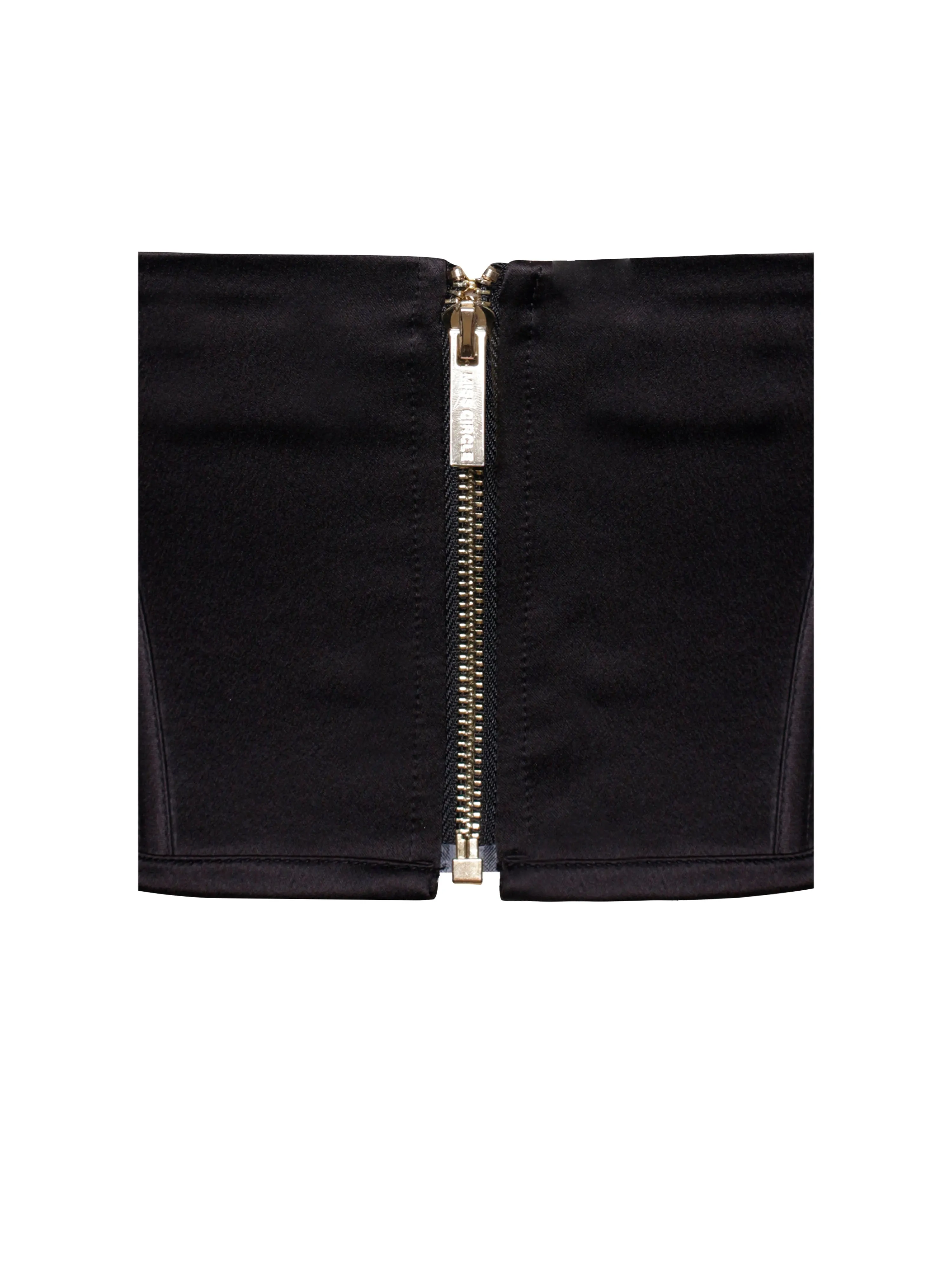 Pixie Black Mesh Sleeve Graceful Halter Corset Satin Top