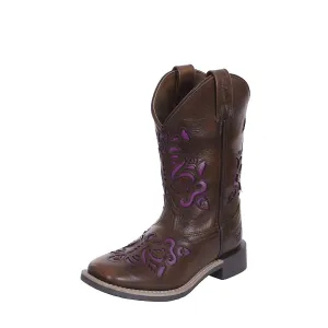Pure Western Children's Ottie Boot Antique Brown/Purple
