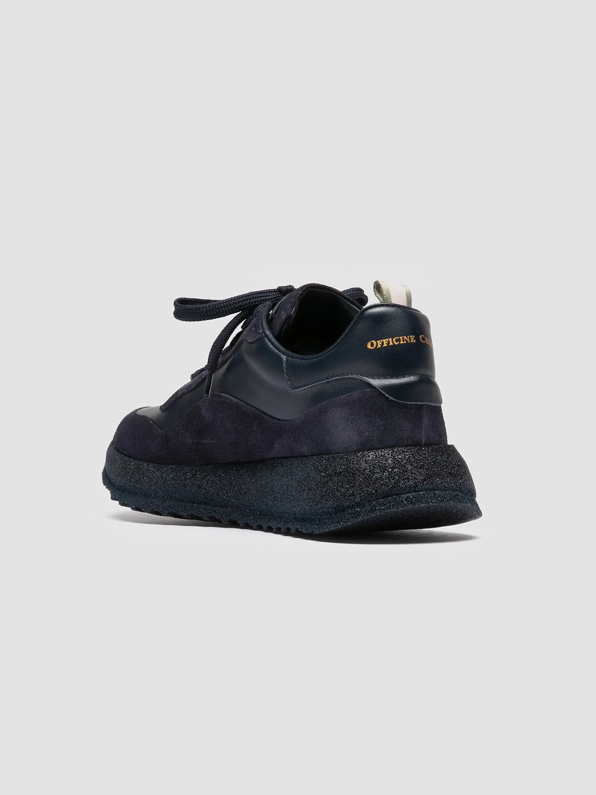 RACE RUBREX 101 - Navy Leather and Suede Low Top Sneakers