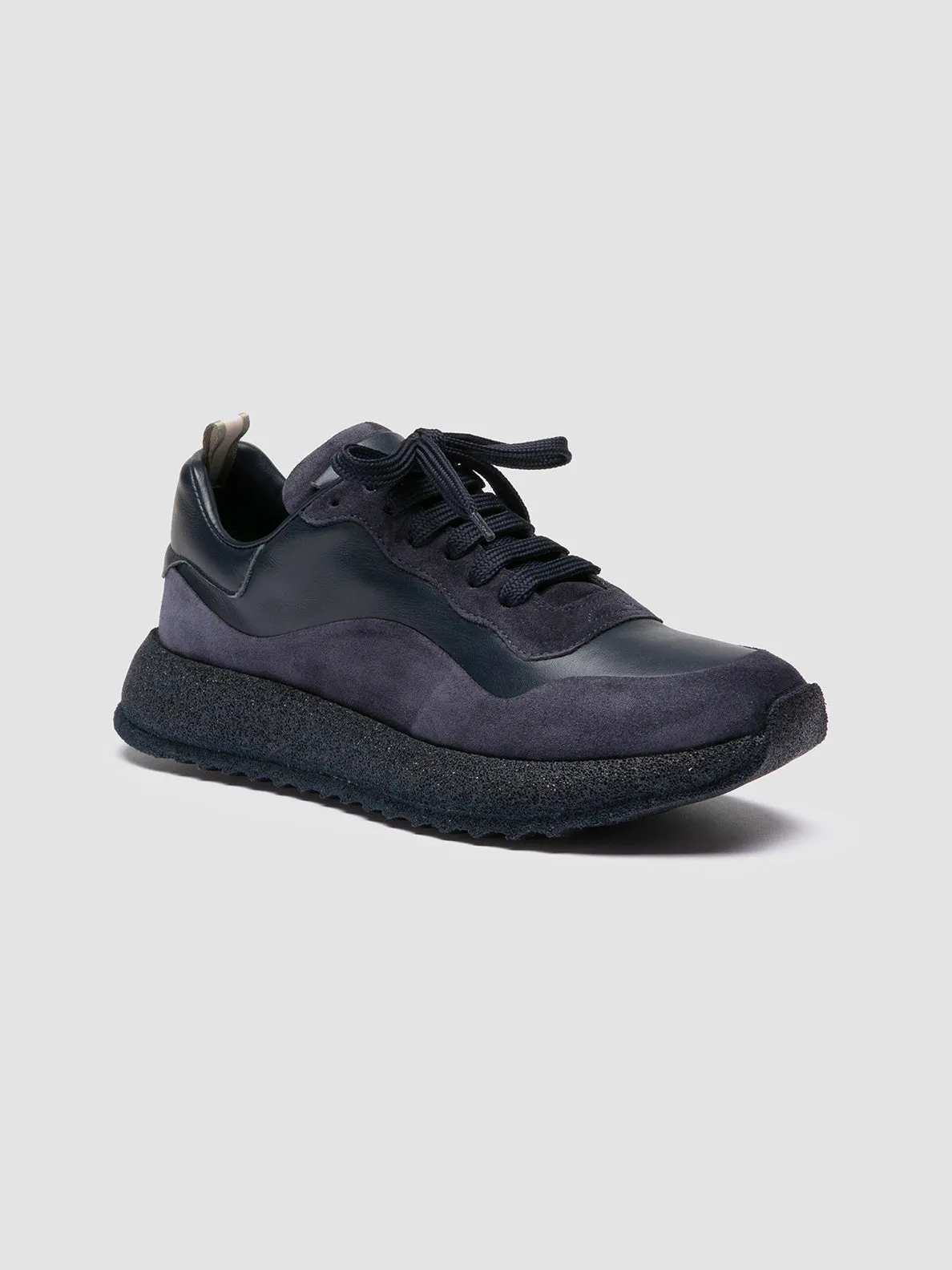 RACE RUBREX 101 - Navy Leather and Suede Low Top Sneakers