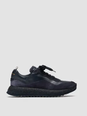 RACE RUBREX 101 - Navy Leather and Suede Low Top Sneakers