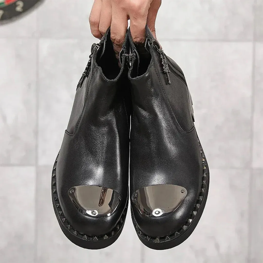 Round Toe Zipper Chelsea Boots