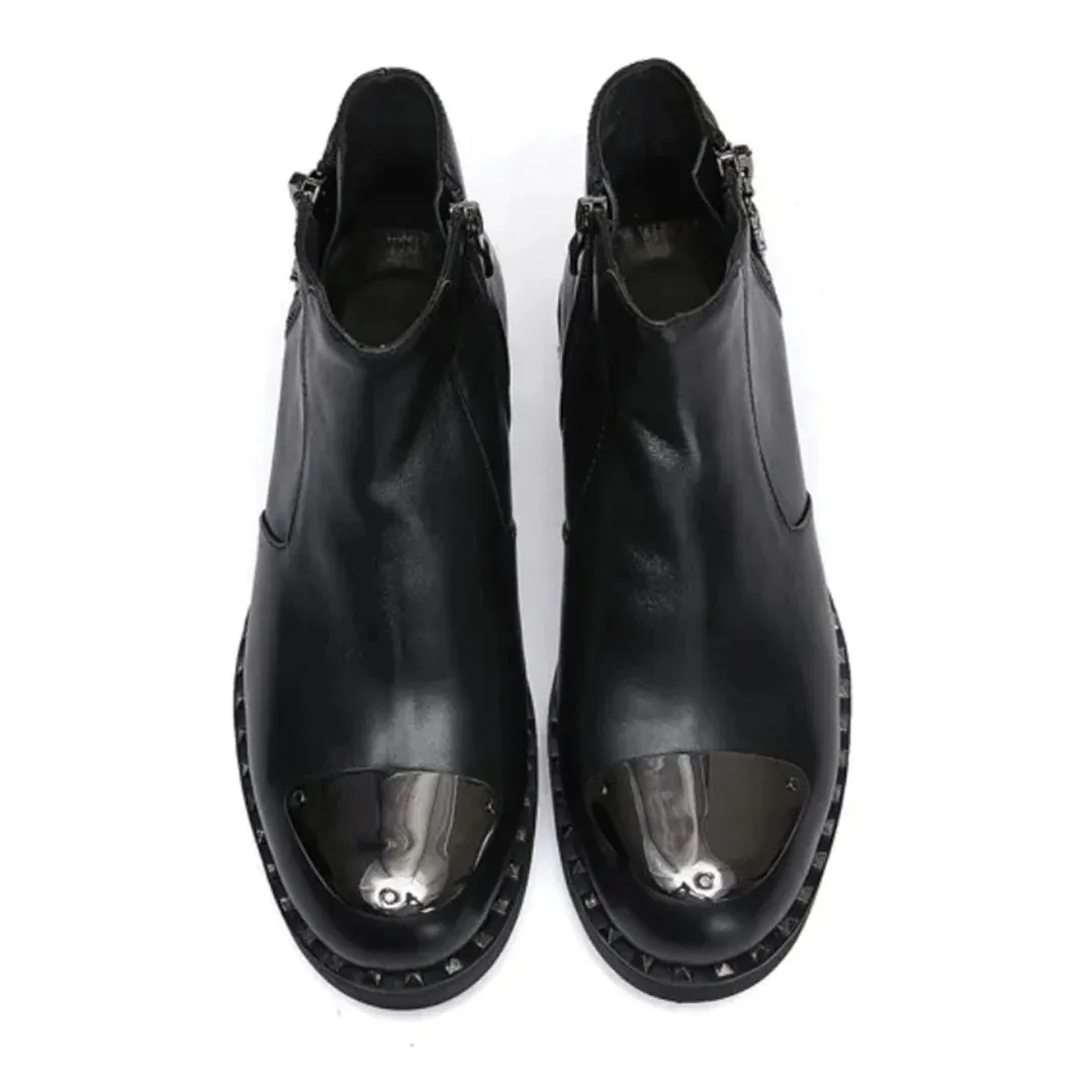 Round Toe Zipper Chelsea Boots