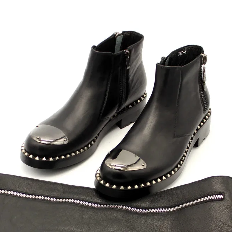 Round Toe Zipper Chelsea Boots