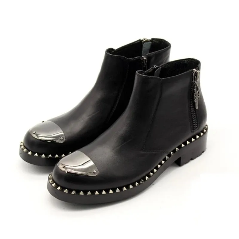 Round Toe Zipper Chelsea Boots