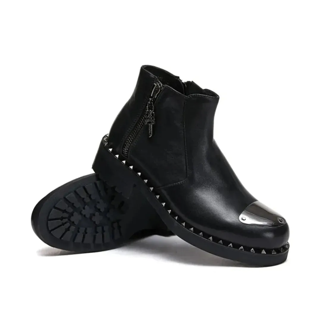 Round Toe Zipper Chelsea Boots