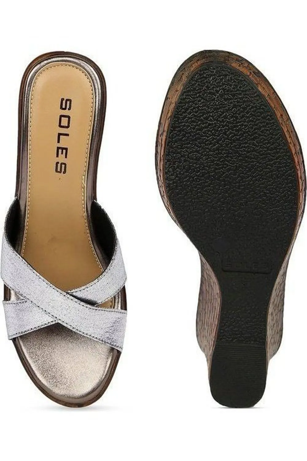 SOLES Metallic Wedges - Trendy & Durable Footwear