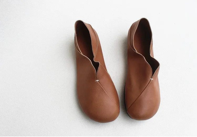 Spring Leather Soft Women's Hand-made Flats
