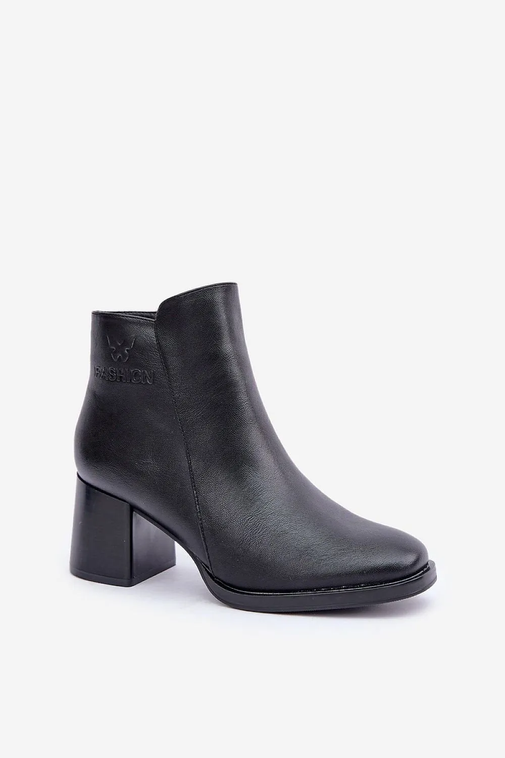 Stylish eco leather pillar heel ankle boots