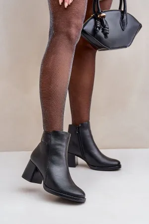 Stylish eco leather pillar heel ankle boots