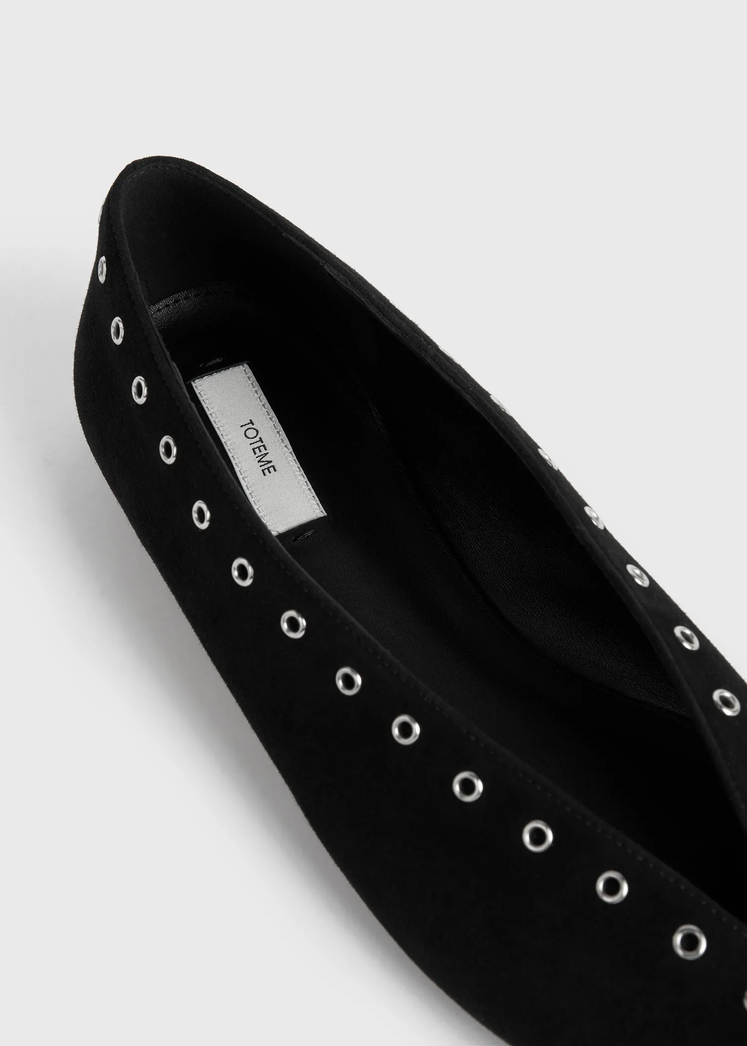 Suede lace-up ballerinas black