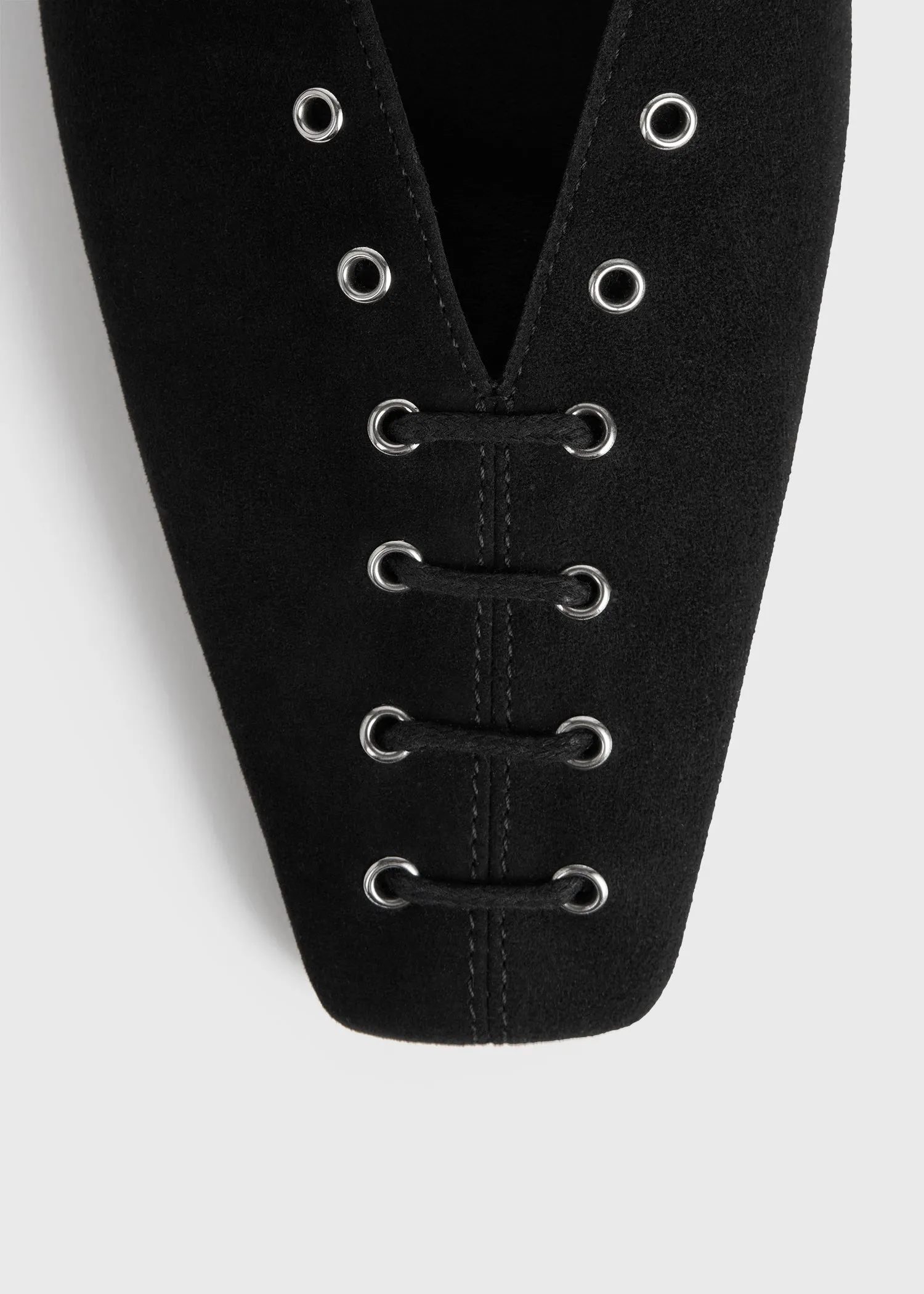Suede lace-up ballerinas black