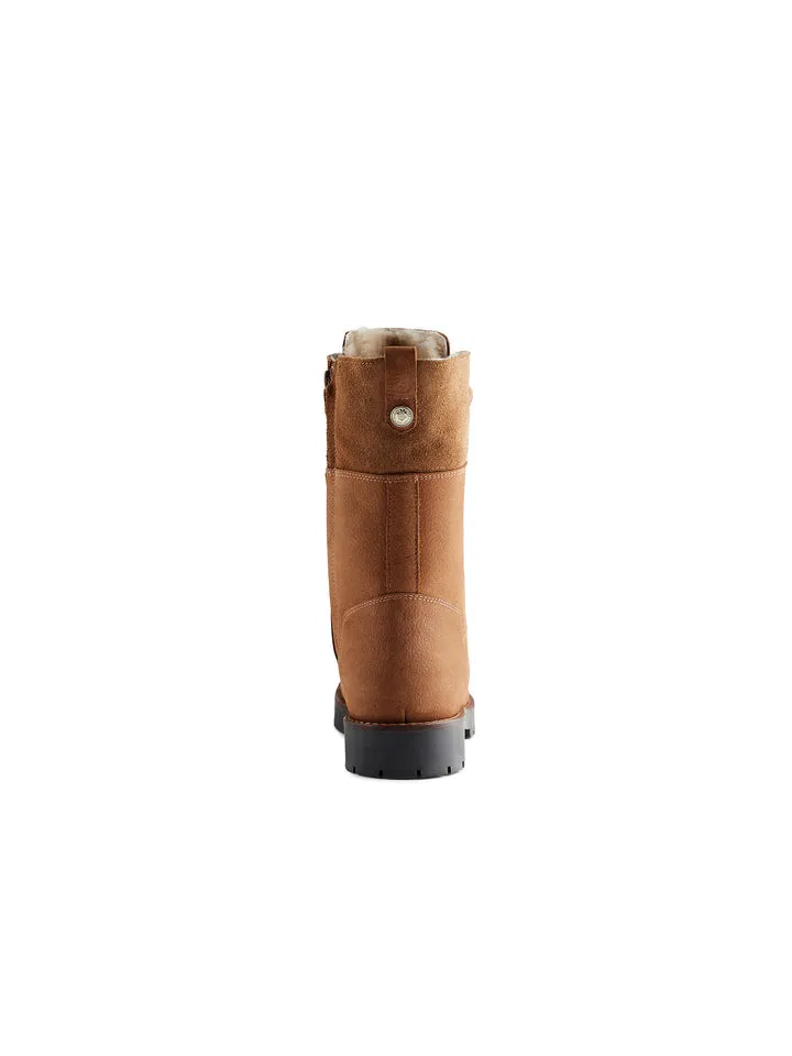 The Anglesey Shearling Lined Combat Boot - Cognac Nubuck
