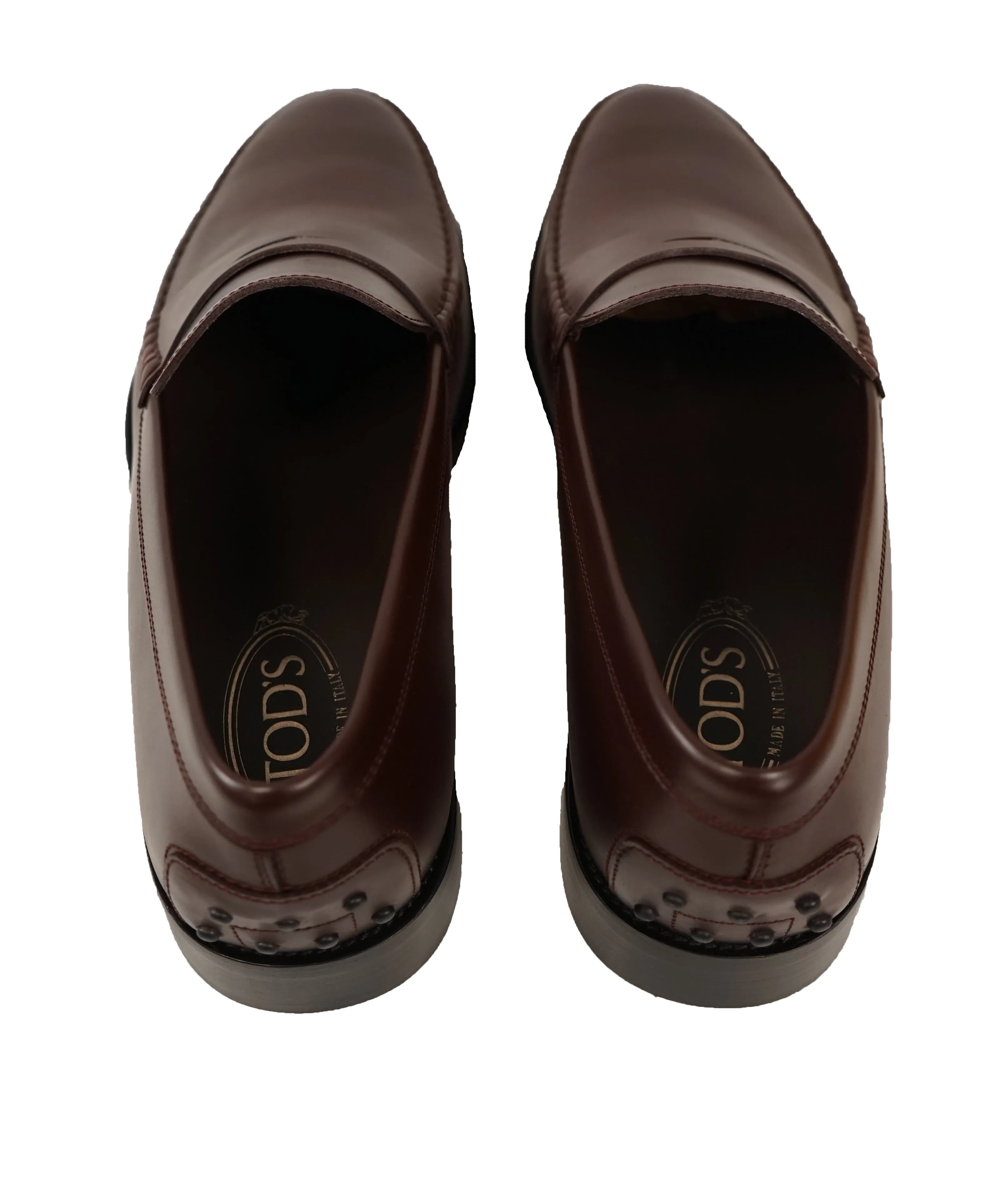 TOD’S - Burgundy Oxblood Leather Penny Loafers “Boston Devon” Leather Sole- 13US