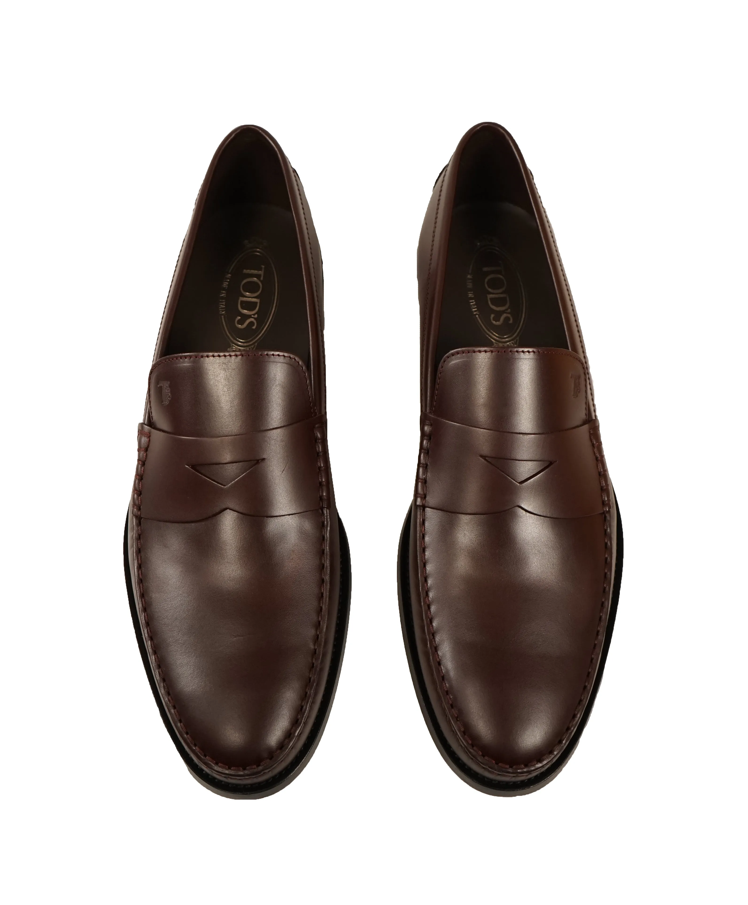 TOD’S - Burgundy Oxblood Leather Penny Loafers “Boston Devon” Leather Sole- 13US
