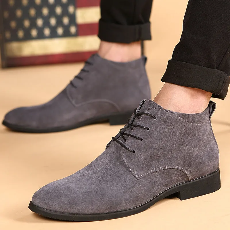 Trendy Men's Boots British Men's Shoes Pointed Leather Boots Korean Version Casual Boots Large Size Men's Martin Boots