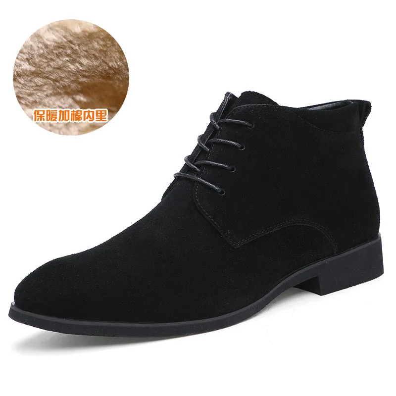 Trendy Men's Boots British Men's Shoes Pointed Leather Boots Korean Version Casual Boots Large Size Men's Martin Boots