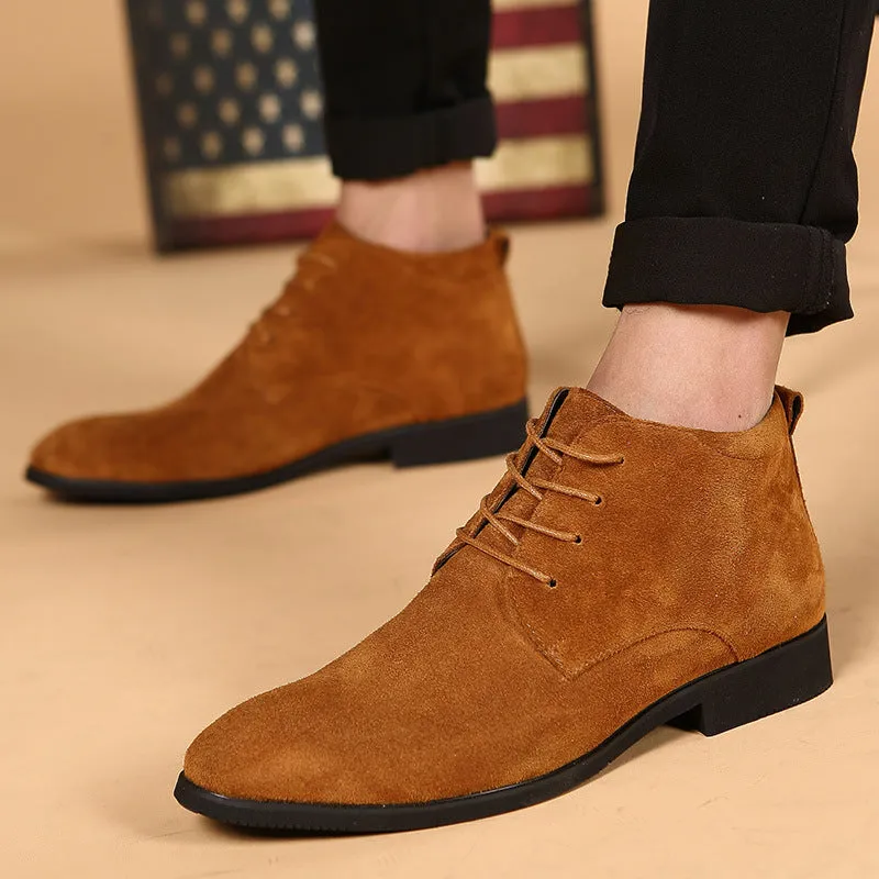 Trendy Men's Boots British Men's Shoes Pointed Leather Boots Korean Version Casual Boots Large Size Men's Martin Boots
