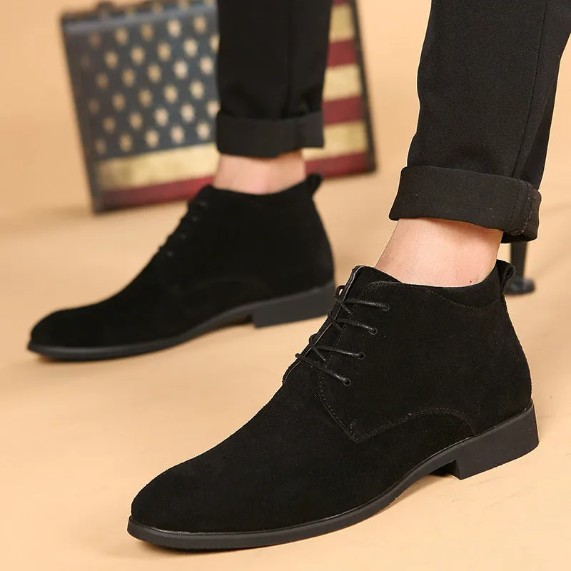 Trendy Men's Boots British Men's Shoes Pointed Leather Boots Korean Version Casual Boots Large Size Men's Martin Boots