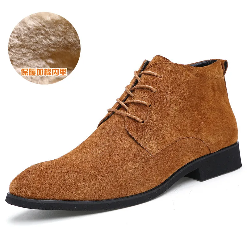 Trendy Men's Boots British Men's Shoes Pointed Leather Boots Korean Version Casual Boots Large Size Men's Martin Boots