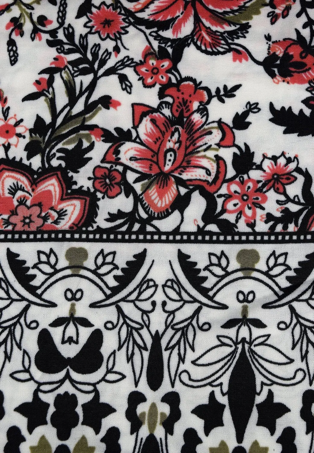 Tribal Bohemian Floral Print Adjustable Neck Summer Shift Dress