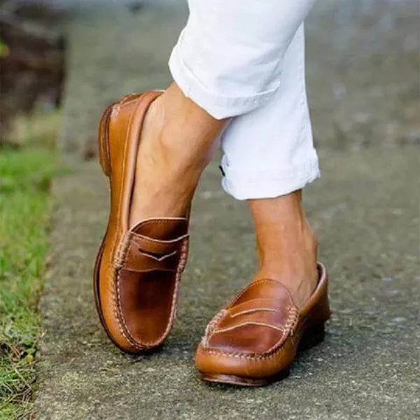 Women's Classic Slip-On Loafers with Stitched Detail