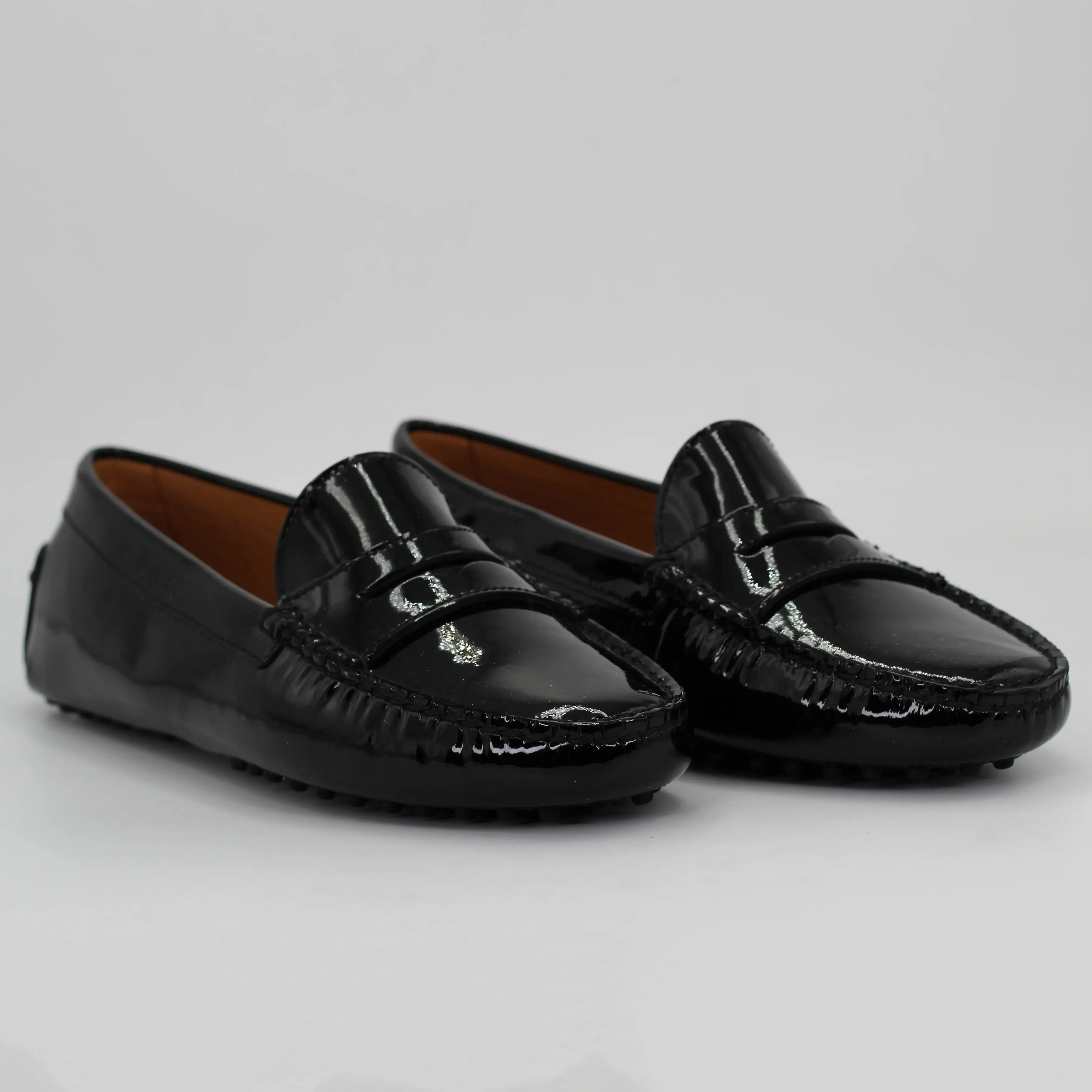 Women's Genuine Leather Vernice Driver Shoe in Nero Black (COND0402)