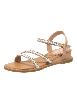 Women's Pearl Round Toe Mary Jane Boho Sandals